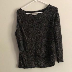b&w knit sweater with elbow pads